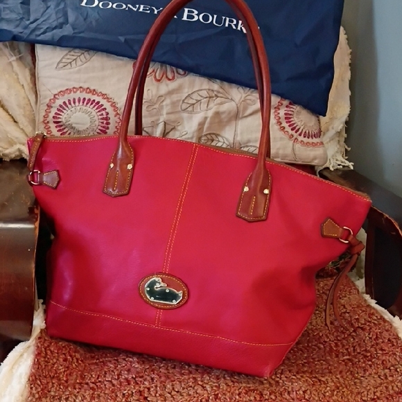 Dooney & Bourke Handbags - Dooney & Bourke Red Leather Tote /Oversized Bag with Original Dust Bag